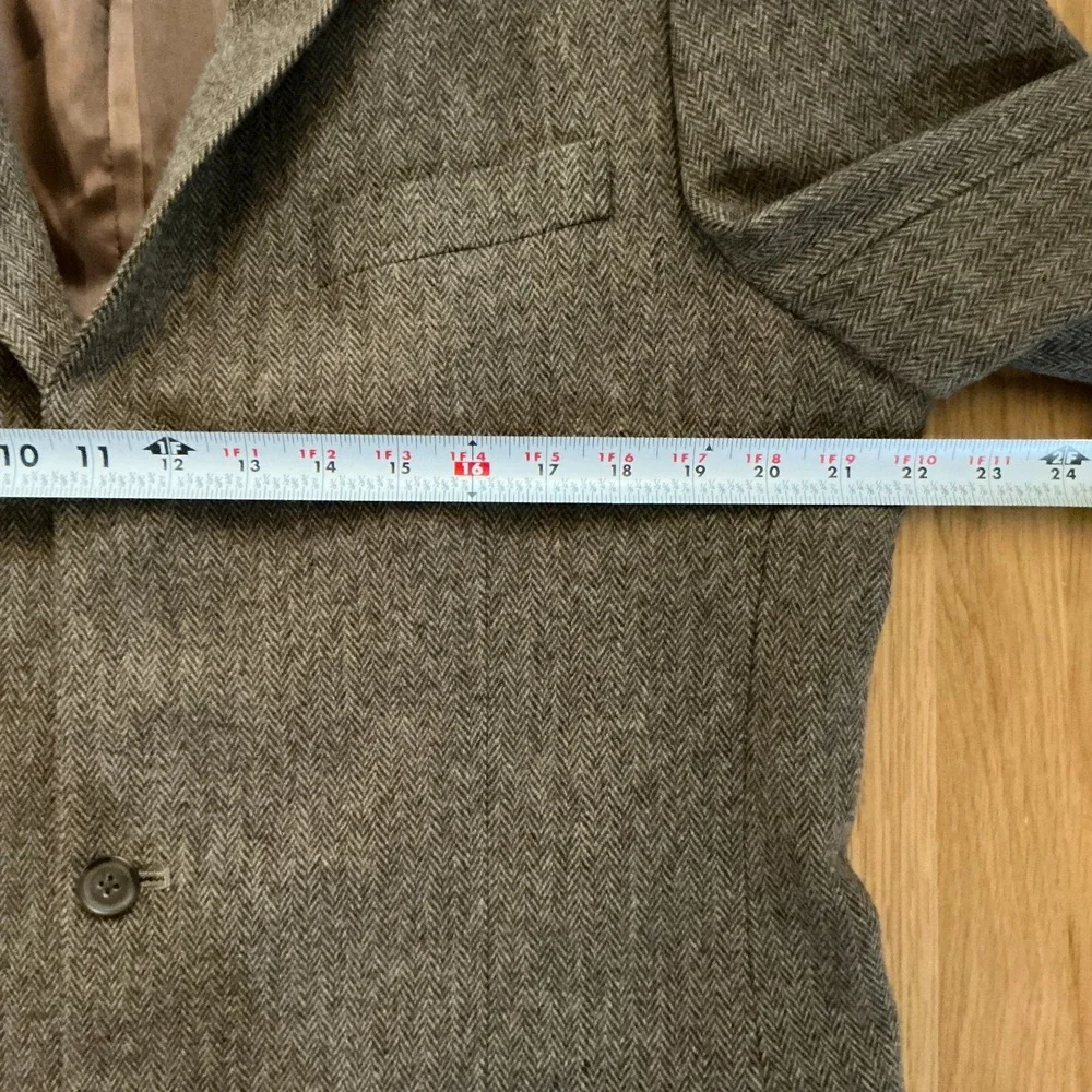 J. Crew 42L Brown Herringbone Wool Blazer #03790 Dark Academia Professor Classic